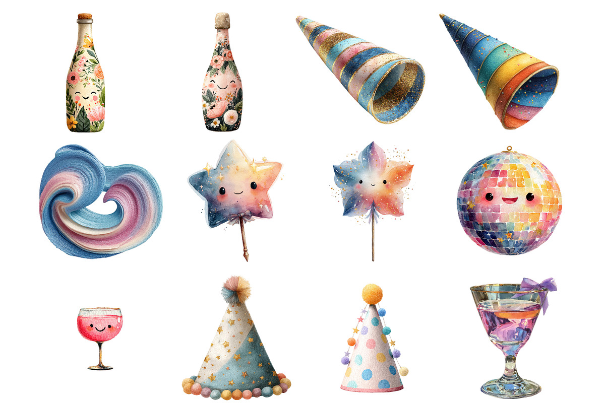 retro new year clipart, an Illustration by DreamArtGraphic (Photo 3 of 4)