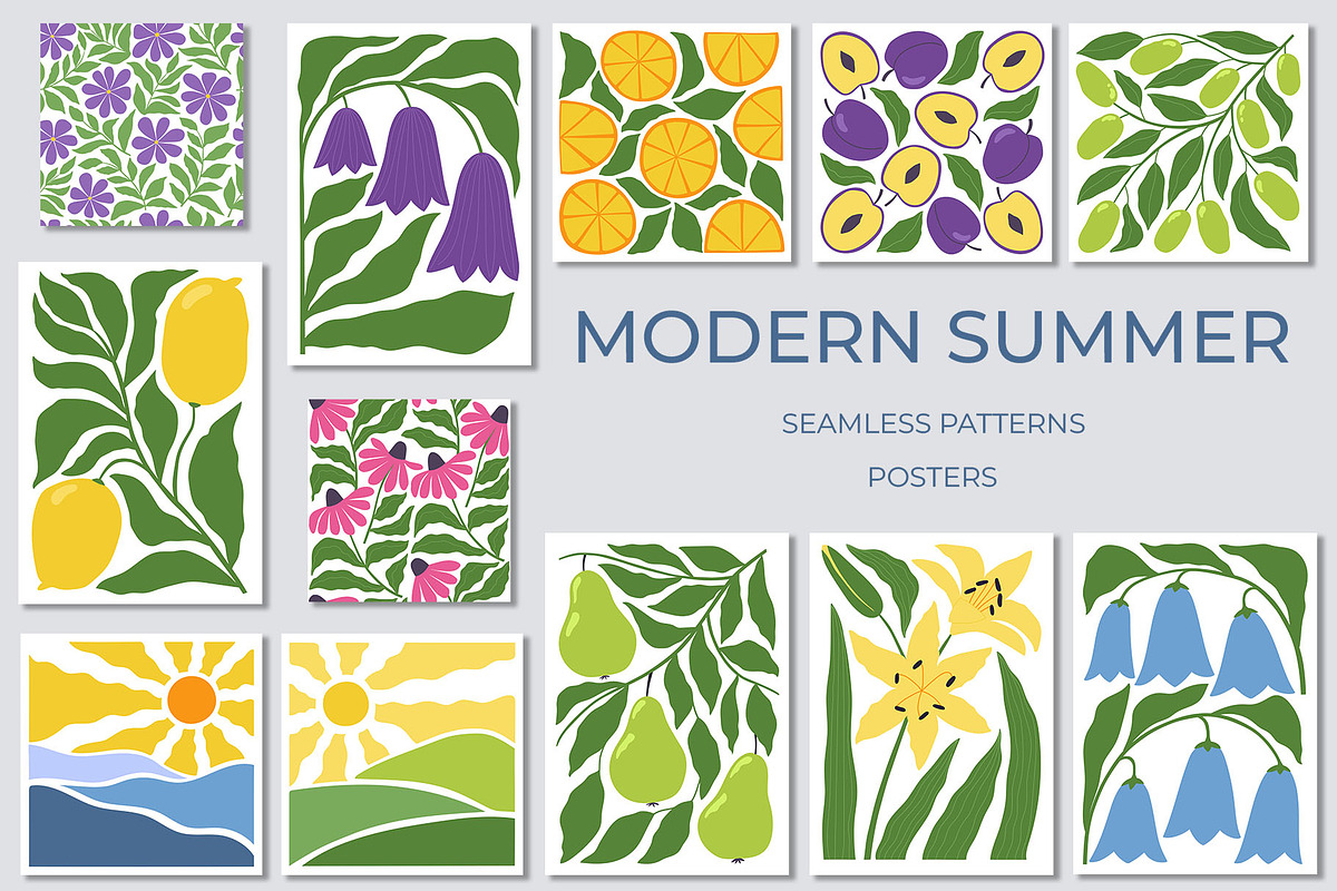 Modern Summer Posters | 204 elements, a Decorative Illustration by yarynabo (Photo 1 of 10)