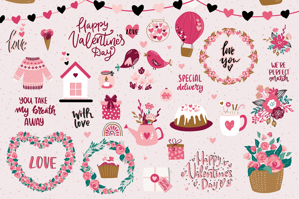 Valentine's day cute collection, an Illustration by Cozy pattern shop (Photo 2 of 6)