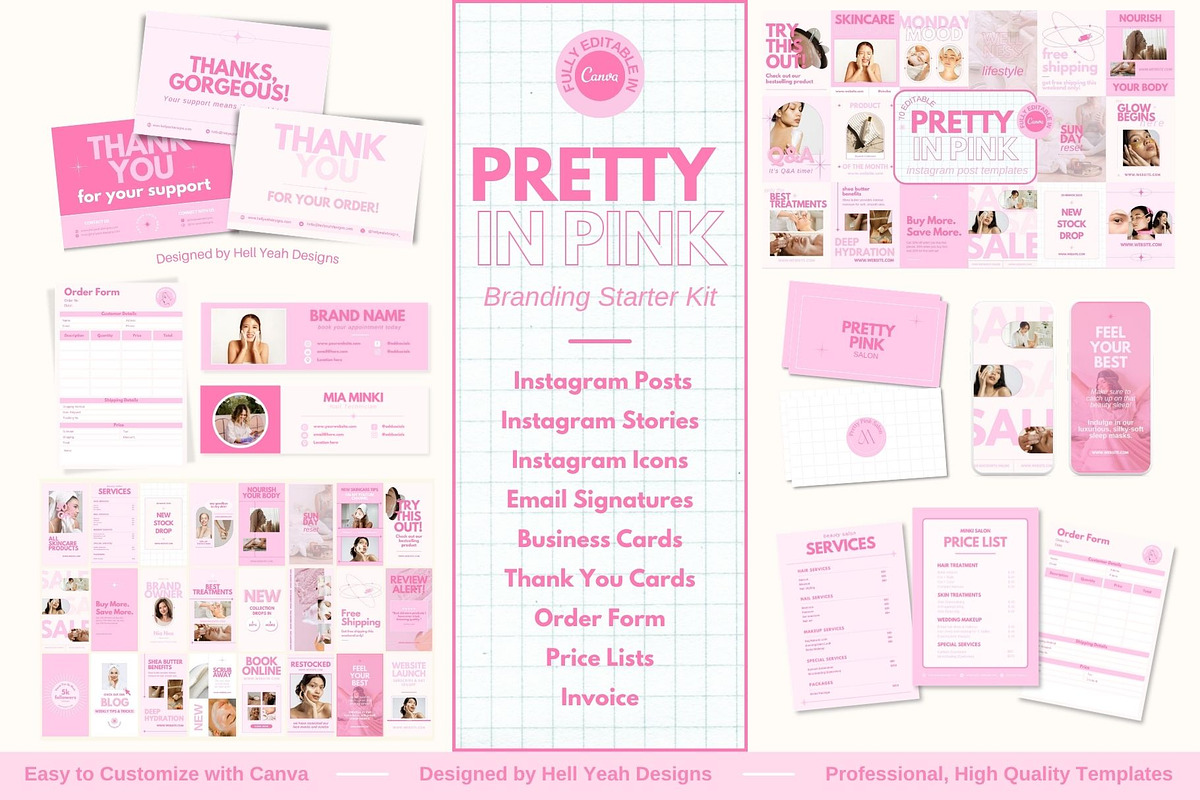 Pretty in Pink Branding Starter Kit, a Social Media Template by Hell Yeah Designs (Photo 1 of 13)