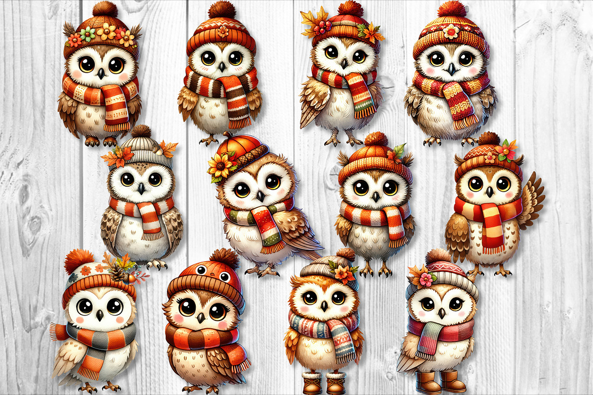 Cute Autumn Owl Clipart Sublimation, a Seasonal Illustration by V Design Creator (Photo 7 of 7)