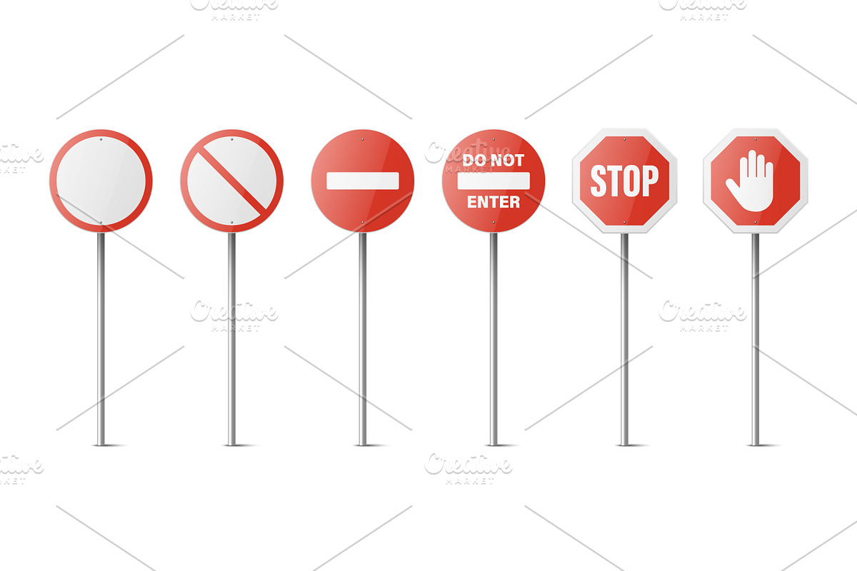 Vector Set of Road Prohibition Signs, an Object Graphic by Gomolach (Photo 1 of 7)