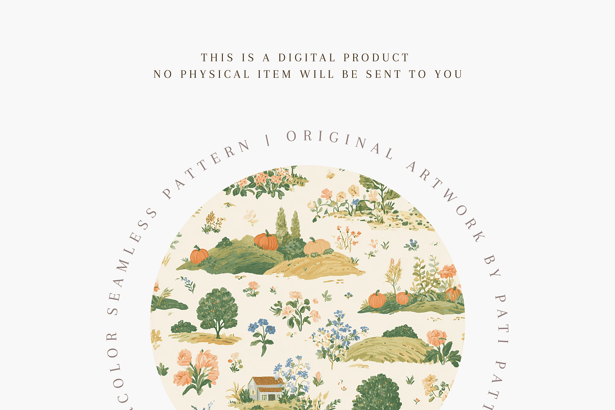 Autumn Cottagecore Floral Seamless Pattern PNG