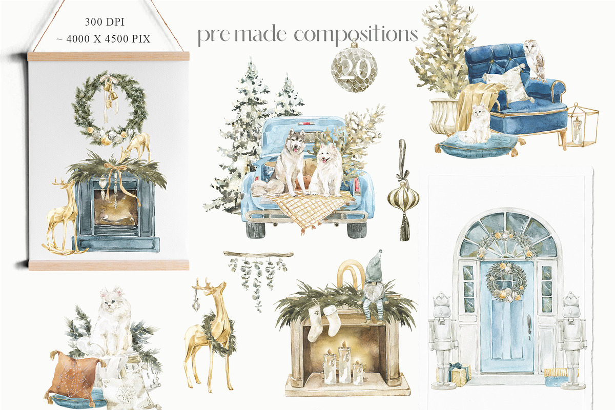 Modern Christmas Watercolor, an Animal Illustration by Cat In Colour (Photo 10 of 14)