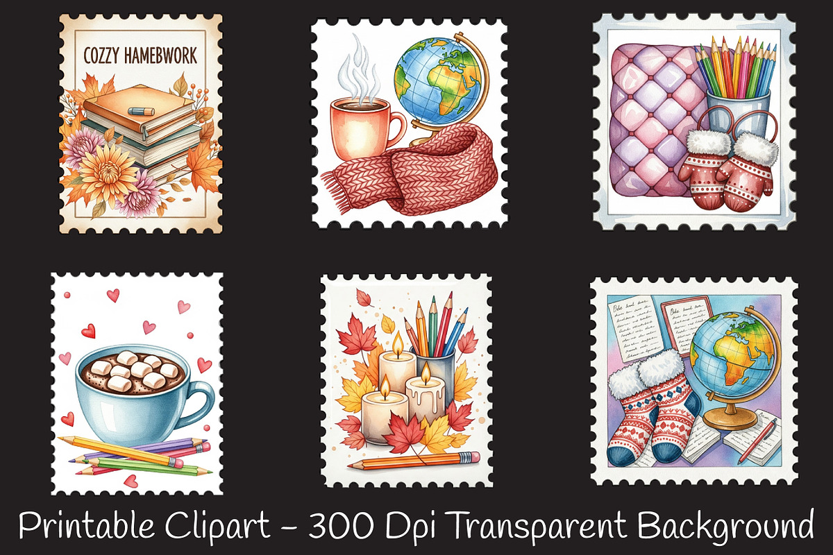 Cozy Back To School Postage Stamp, an Illustration by RobertsArt (Photo 2 of 5)
