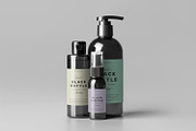 Black Bottles Cosmetic Mockup, a Cups & Container Mockup by Yogurt86 (Thumbnail 3 of 10)