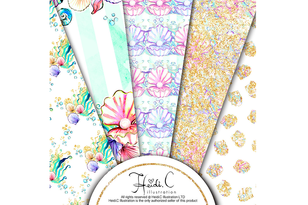Mermaid Fantasy Paper Pack, a Pattern Graphic by HeidiCIllustration (Photo 4 of 5)