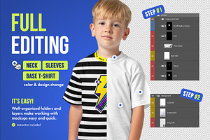 Realistic Kids Boy T-Shirt Mockups