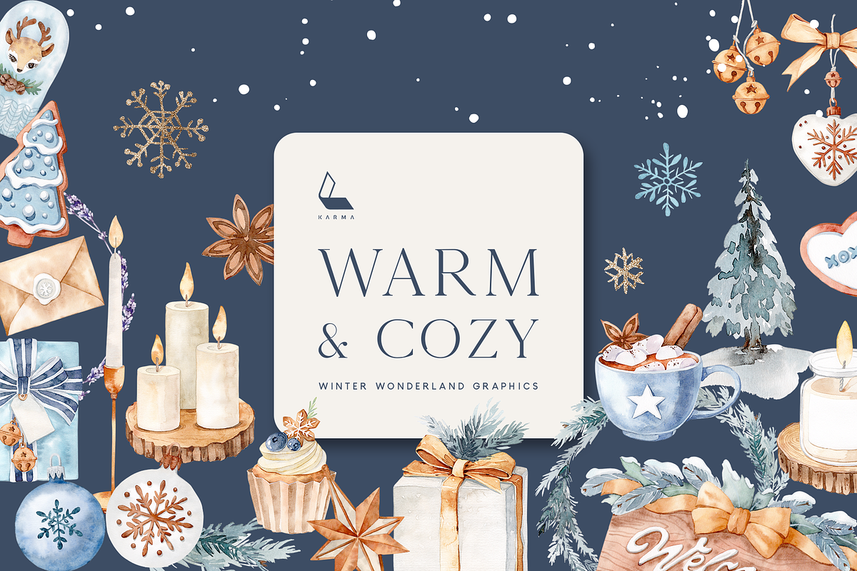 Warm & Cozy Christmas Clipart, an Illustration by Karma (Photo 1 of 20)