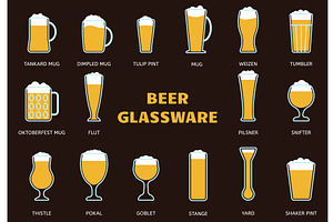 Beer glasses types collection, a Graphic by Valerie Bodnar