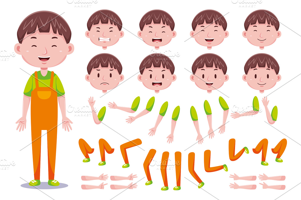 Front View Cute Boy Characters Pack, an Object Graphic by MEDZ (Photo 4 of 5)