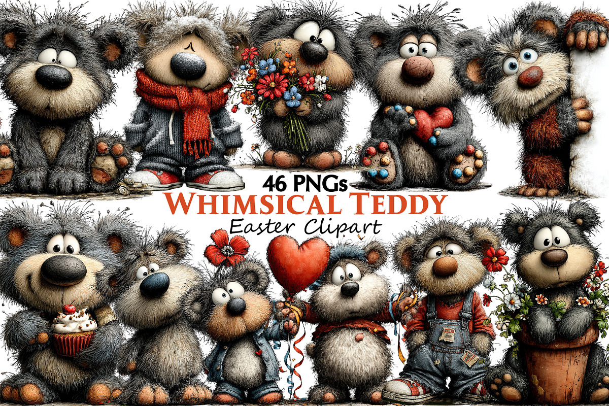 Whimsical Teddy Bear Clipart, an Illustration by Pixels.Craft (Photo 1 of 5)