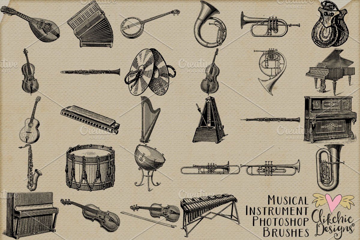 Music Instruments Photoshop Brushes preview 6