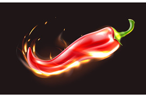 Realistic red hot chili pepper in, a Food Illustration by Vectorbuum