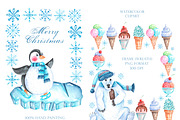 Winter adventures watercolor set., a Seasonal Illustration by SabinaWatercolorArt (Thumbnail 11 of 17)