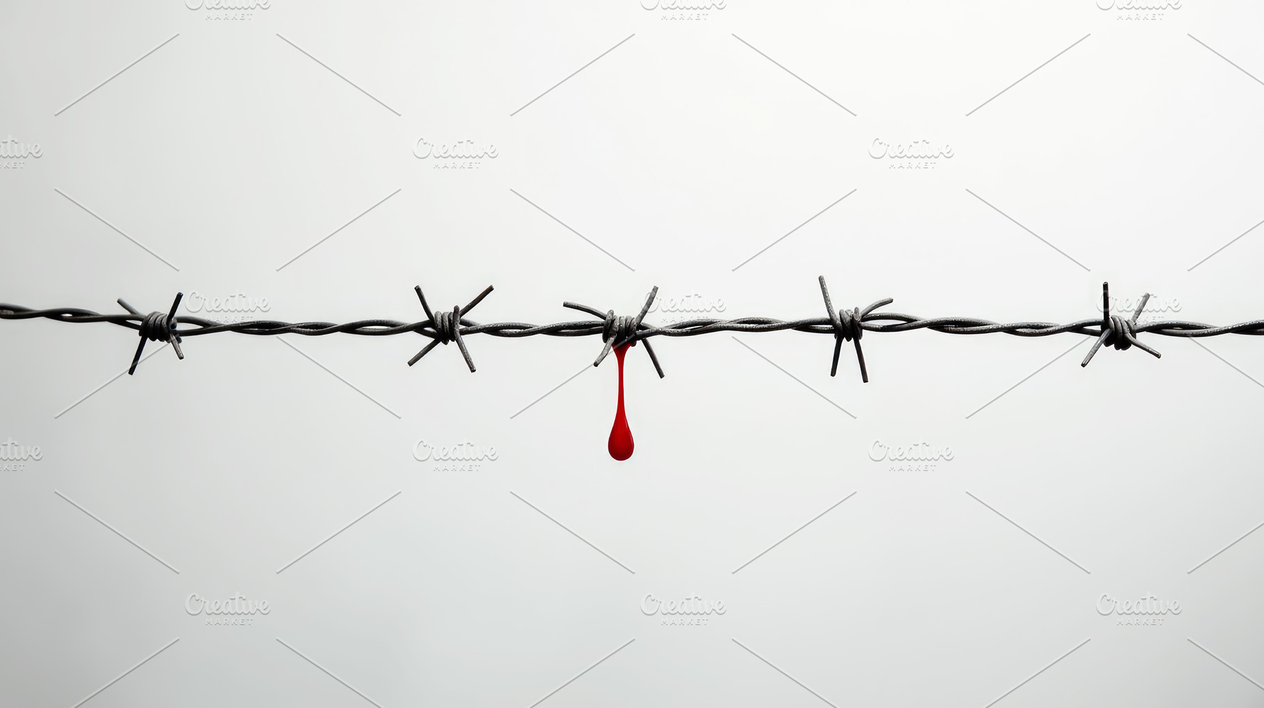 Barbed Wire with a Drop of Blood on, a Business Photo by Perpis