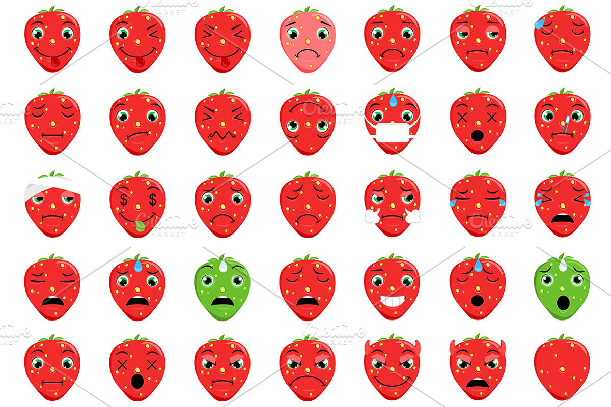 Strawberry Emoticons / Emoji, an Emoji Icon by land art (Photo 3 of 5)