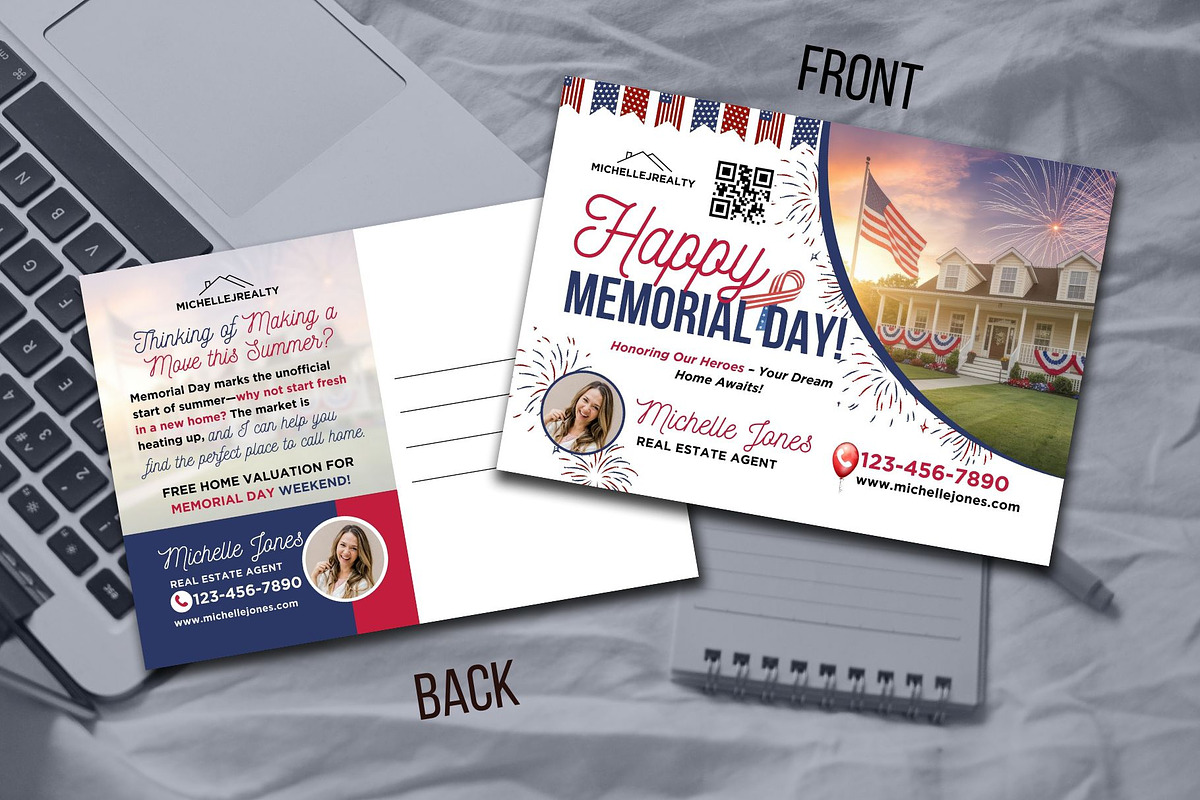 Real Estate Memorial Day Postcard, a Card Template by CreativeVinesStore (Photo 4 of 6)