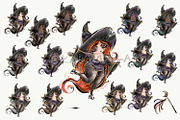 Halloween Witches Characters Clipart, a Seasonal Illustration by KaramfilaS (Thumbnail 5 of 10)