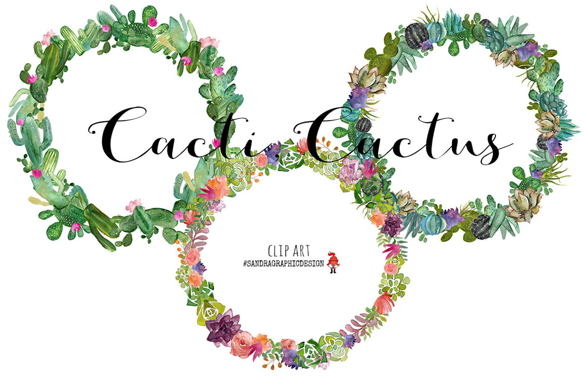 Cacti watercolor, cactus watercolor, an Illustration by SandraGraphicDesign (Photo 2 of 6)