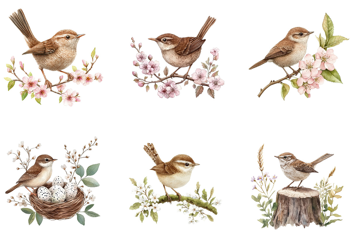 Birds and dunnock Clipart, a Seasonal Illustration by Designking (Photo 4 of 5)