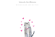 Watercolor Valentine Cat Clipart Set, an Illustration by Pati Paints (Thumbnail 6 of 9)