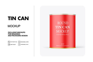 Tin Can w/ Matte Finish Mockup, a Cups & Container Mockup by Mockups Planet