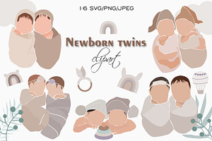 Abstract Newborn Twins Clipart SVG