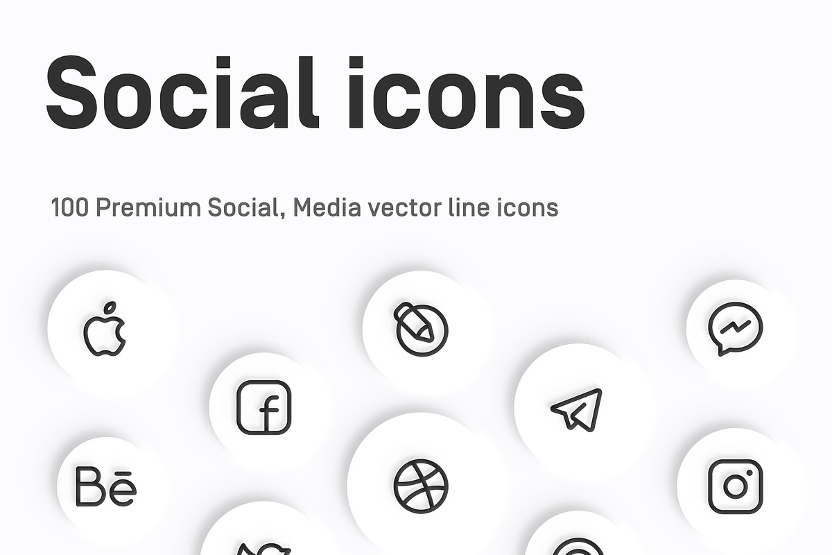 Premium Social Media Icons, an Outline Icon by Myicons (Photo 1 of 2)