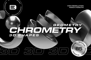 3D Geometry Chrome 85 Illustrations