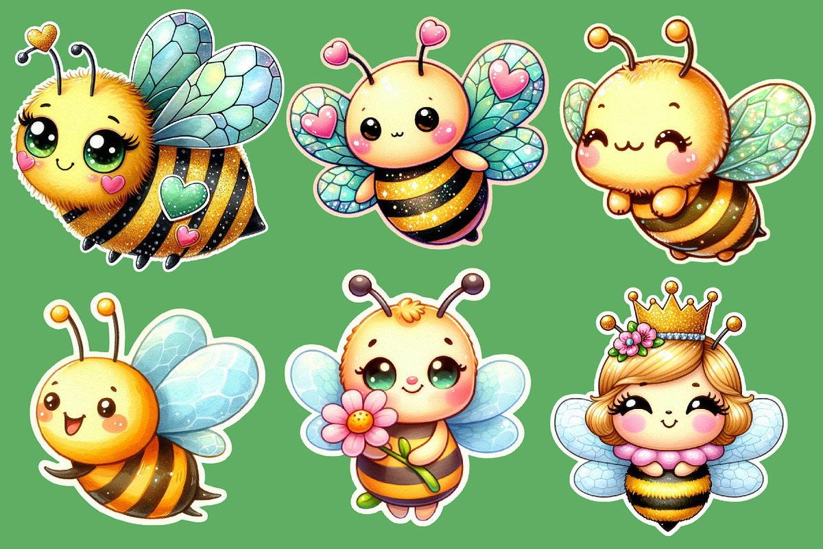 Kawaii Honey Bee Clipart Bundle, an Illustration by Designworld (Photo 3 of 5)
