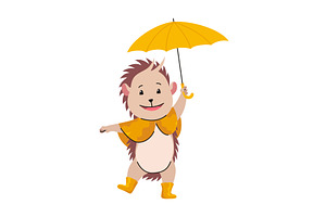 Lovely hedgehog with umbrella. Cute, an Animal Illustration by the8monkey