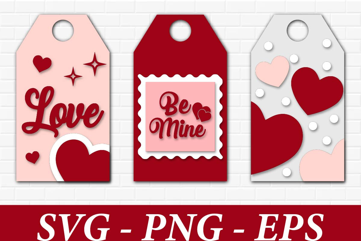 Valentine Day Gift Tags Template SVG, an Object Graphic by Digi_Design_World (Photo 2 of 3)