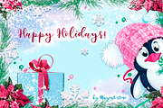 Cute penguin and Christmas. Winter, a Decorative Illustration by Maycat_store (Thumbnail 3 of 3)