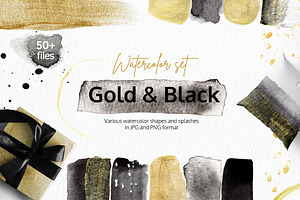 Modern Black & Gold Watercolor Set