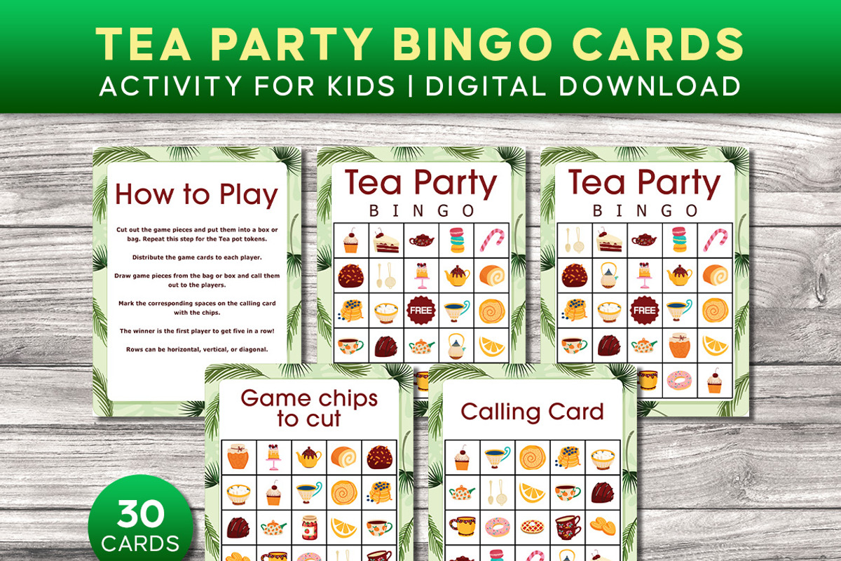 Tea Party Bingo Game Printable, a Print Template by Graphicsnext