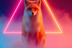 Neon fox in a mystical setting, an Animal Photo by AlyaAnd