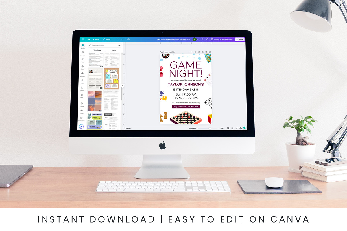 Game Night Birthday Invitation Canva, an Invitation Template by Snapybiz (Photo 6 of 6)