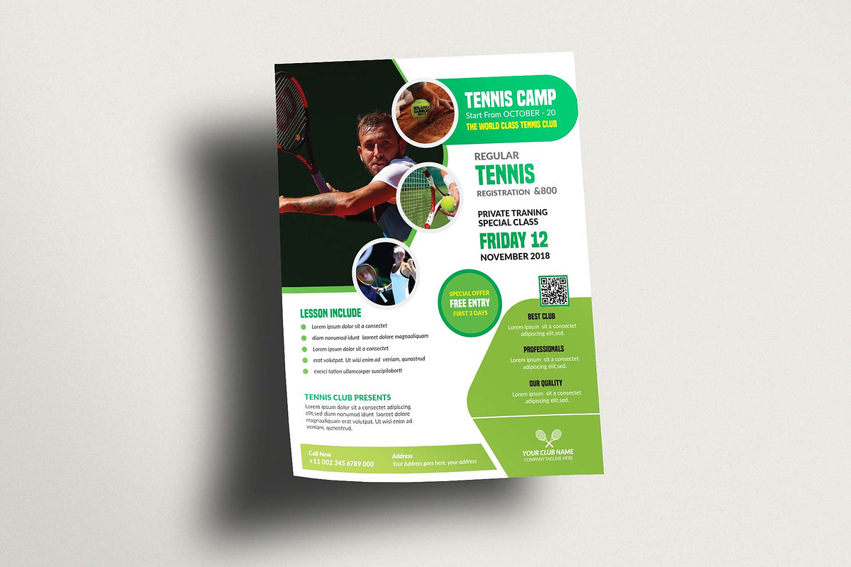 Tennis Camp Flyer Template, a Flyer Template by Creativpixl (Photo 2 of 5)