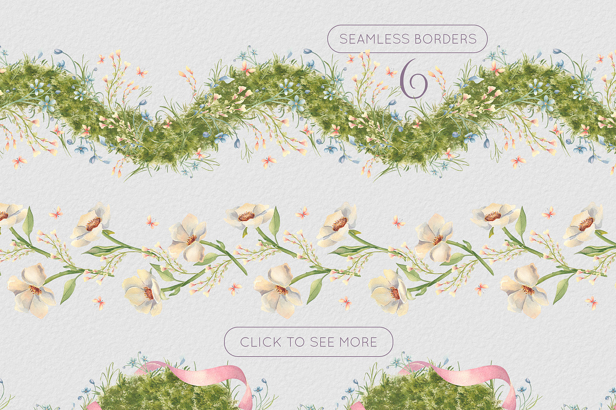 Birds and flowers watercolor clipart, a Decorative Illustration by Kate Lanbina (Photo 11 of 15)