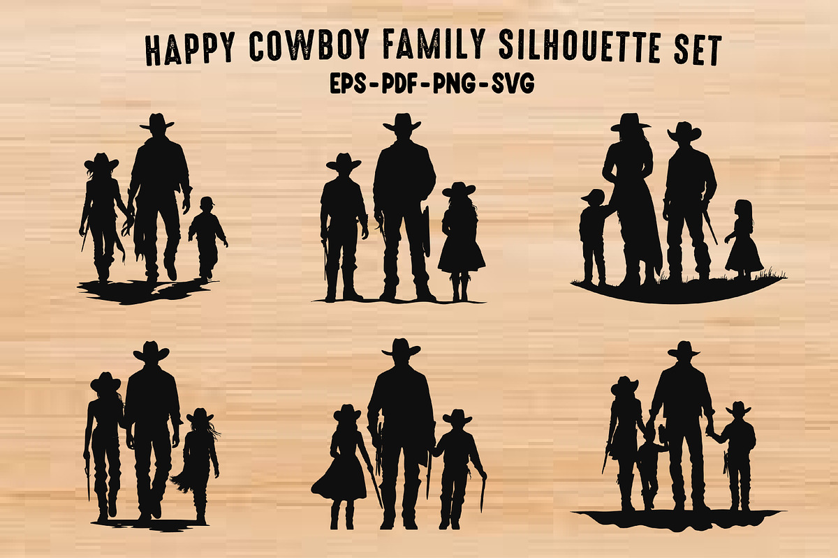Happy Cowboy Family Silhouette, a Person Illustration by Gfx Expert Team (Photo 1 of 3)