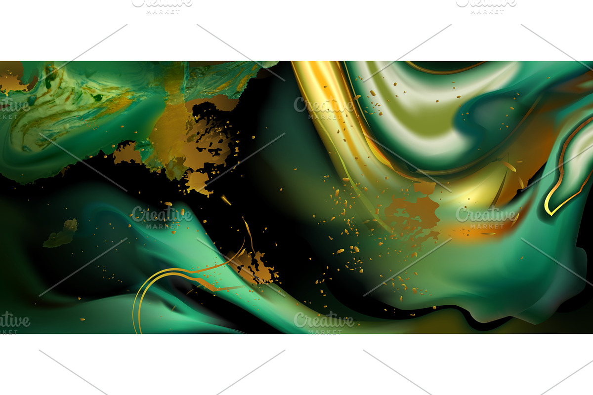 Abstract fluid texture - green gold, an Illustration by art PVP - market