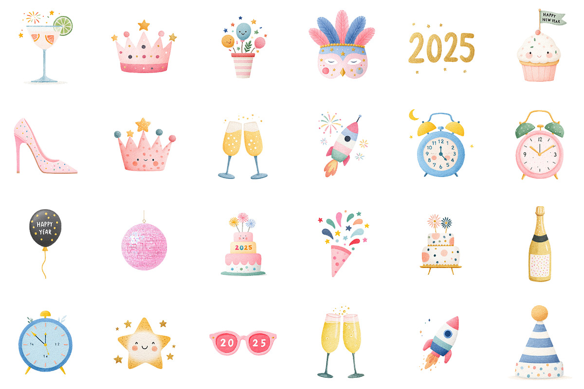 Happy New Year Party Clipart. Bundle, an Illustration by Sublimation Artist (Photo 2 of 6)