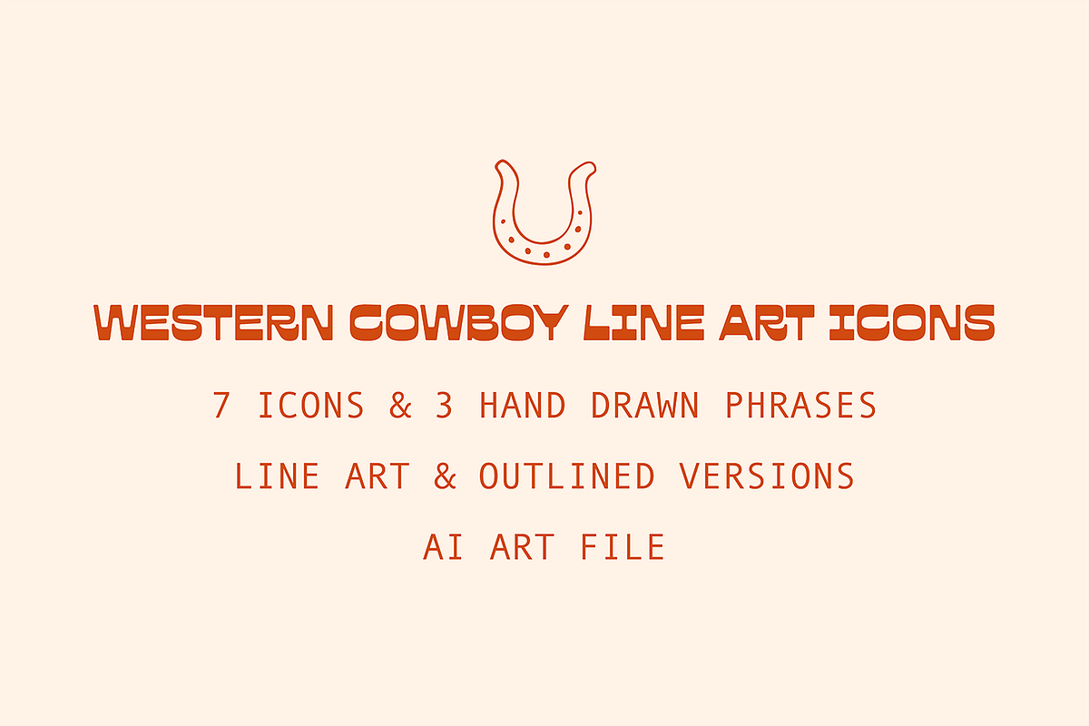 Western Cowboy Line Art Icon Pack, an Outline Icon by Pink Tiger Creative (Photo 5 of 5)