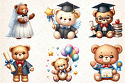 Watercolor Graduation Teddy Bear Cli, an Illustration by Libby Wishes (Thumbnail 4 of 6)