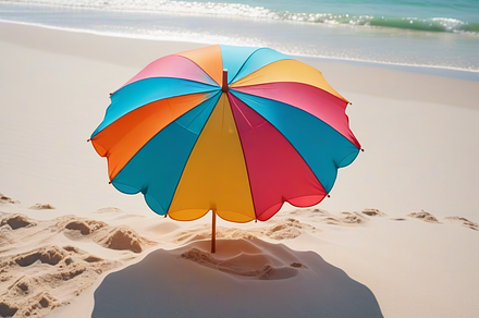 Colorful Umbrella by the beach, a Sports & Recreation Photo by MP Vault