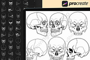 160 Procreate Skull Stamp Brushes, a Brush Add-On by DrawingStoryShop (Thumbnail 2 of 6)