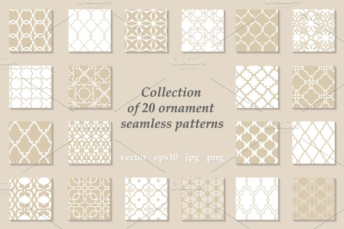 20 Ornament seamless vector patterns, a Pattern Graphic by Alonka's Illustrations (Photo 1 of 6)