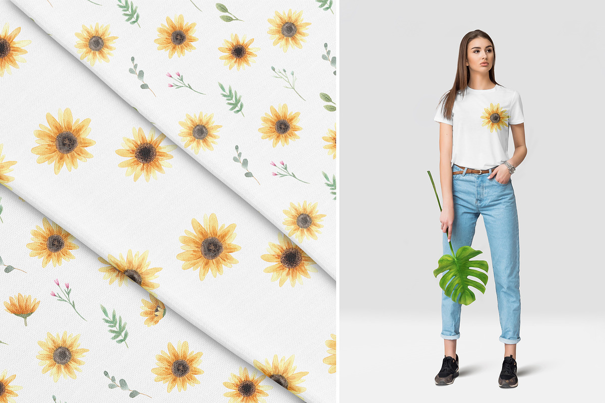 Sunflowers Watercolor Collection, a Decorative Illustration by Slastick (Photo 7 of 8)