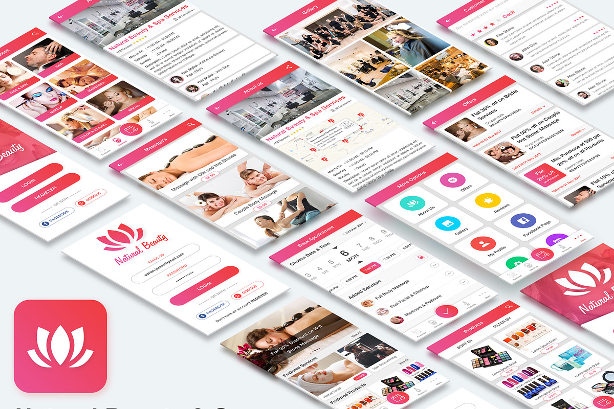 Natural Beauty & Spa Salon UI Kit, an UI Kit Template by App Innovation (Photo 2 of 12)
